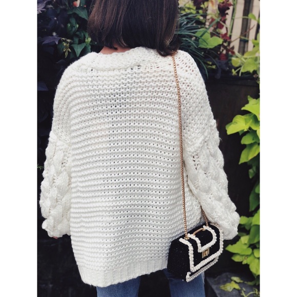 Last 1✨Presley Cream Knit Puff Sleeve Cardigan - Picture 4 of 7